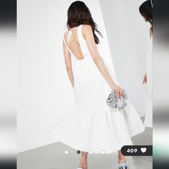 ASOS EDITION textured floral midi dress in white - Picture 8 of 8